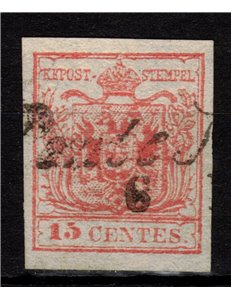 LOMBARDY-VENETIAN KINGDOM 1850 Coat of arms 15c red 1st type us