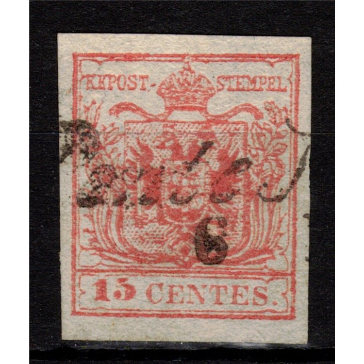 LOMBARDY-VENETIAN KINGDOM 1850 Coat of arms 15c red 1st type us