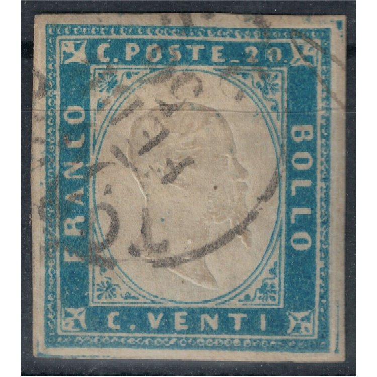 KINGDOM OF SARDINIA 1861 Effigy 20c light blue us
