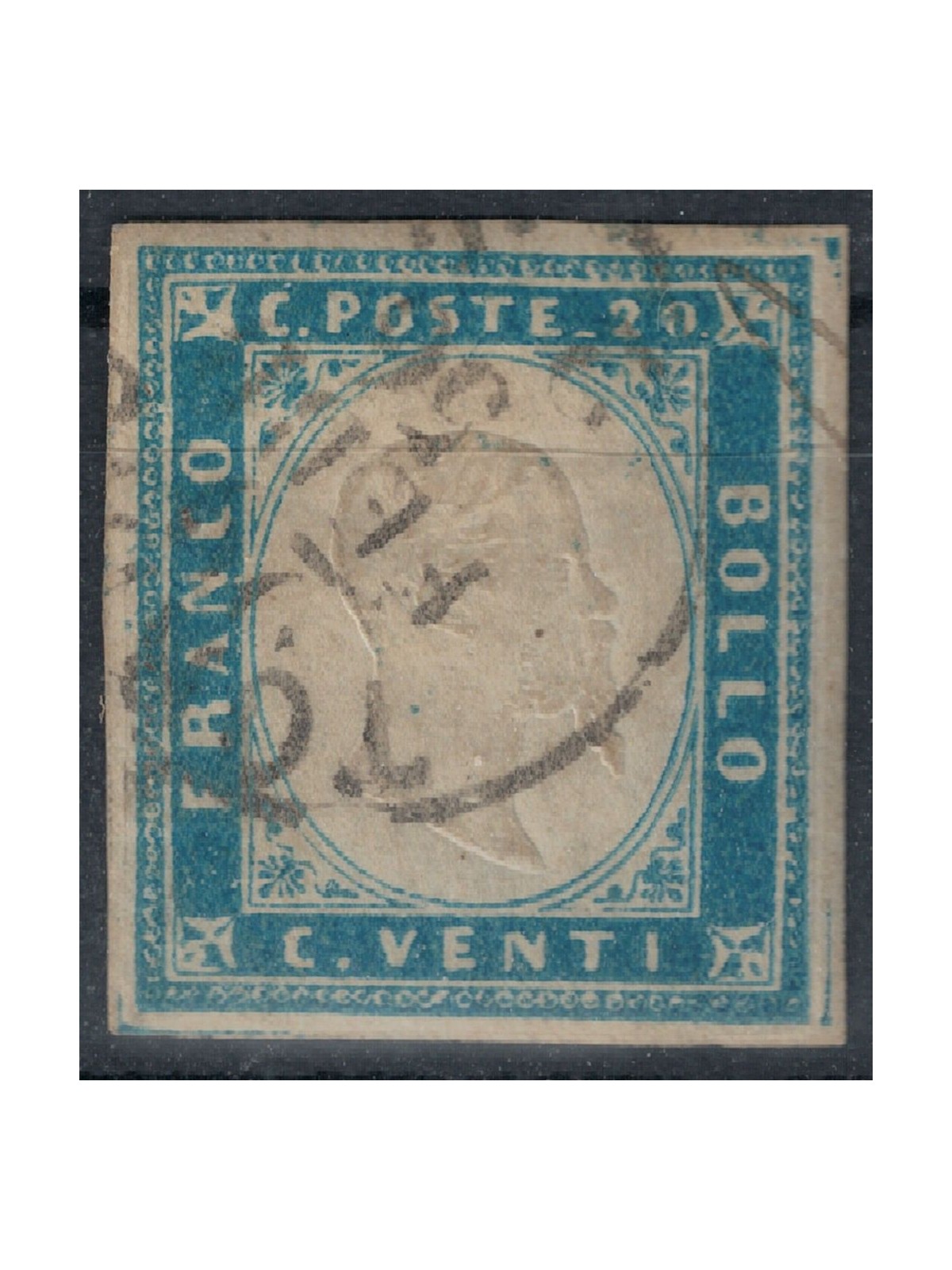 KINGDOM OF SARDINIA 1861 Effigy 20c light blue us