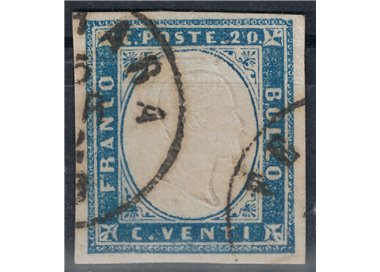 KINGDOM OF SARDINIA 1855 Effigy 20c cobalt us