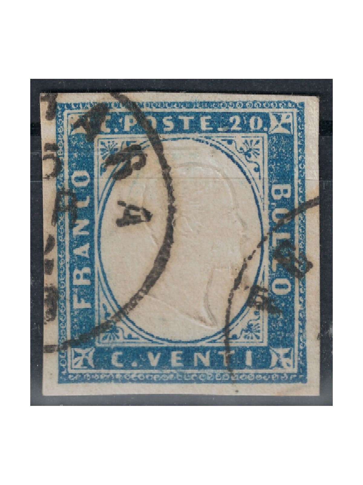 KINGDOM OF SARDINIA 1855 Effigy 20c cobalt us