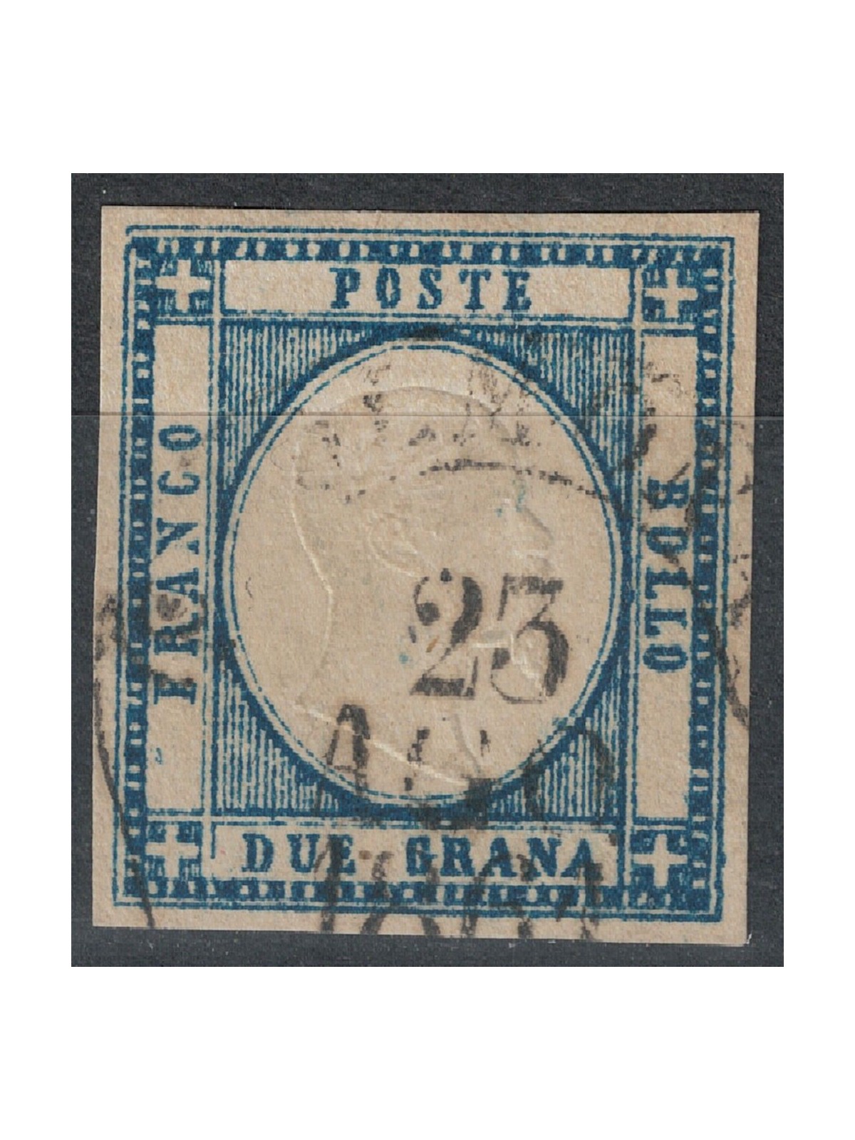 NAPLES PROVINCES 1861 Effigy 2 grana light indigo us