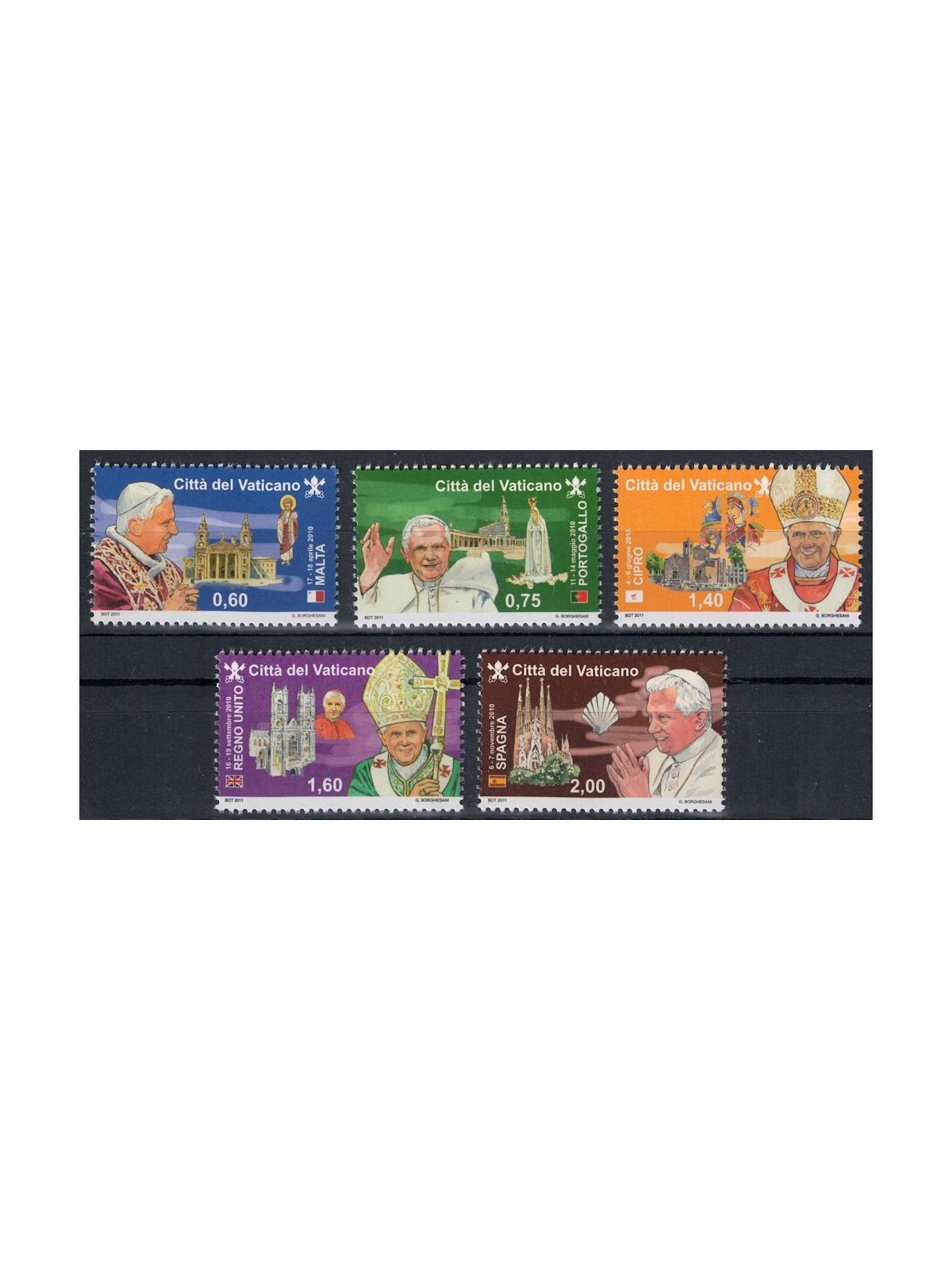 VATICANO 2011 Viaggi del Papa 5v MNH**