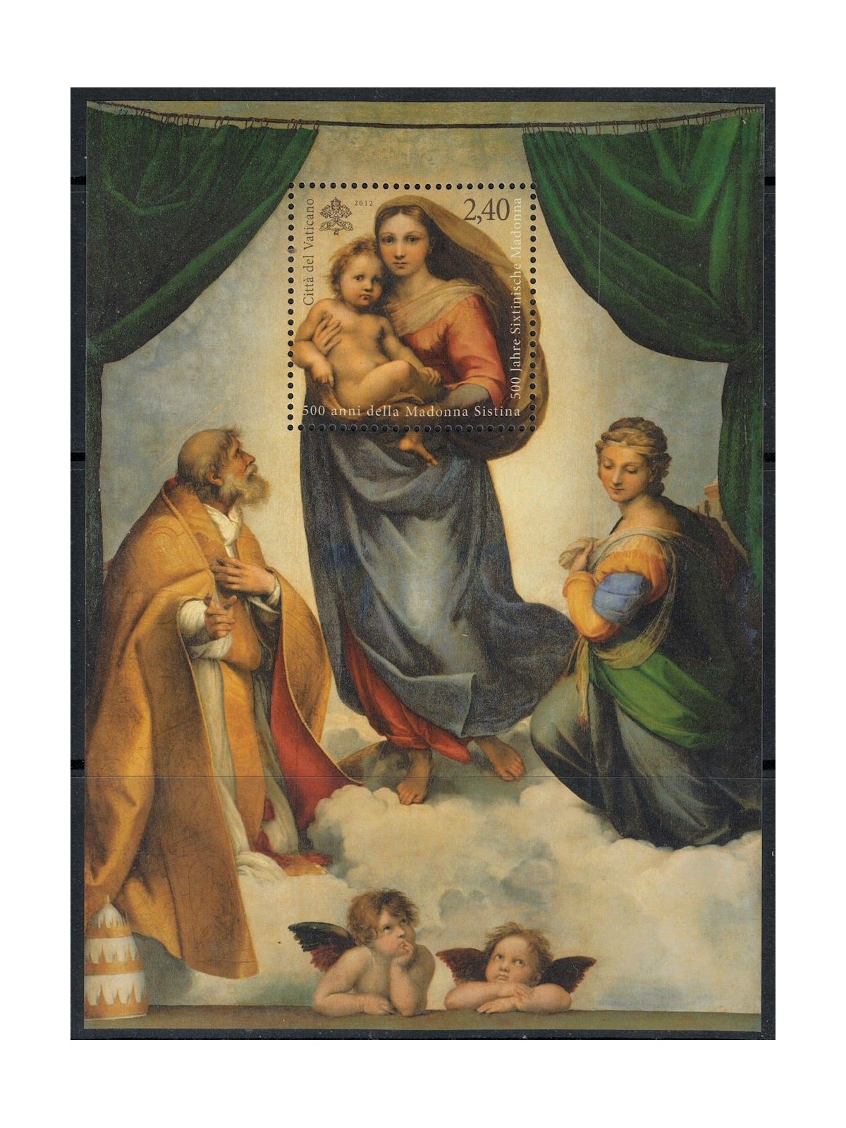 VATICANO 2012 Madonna Sistina BF MNH**