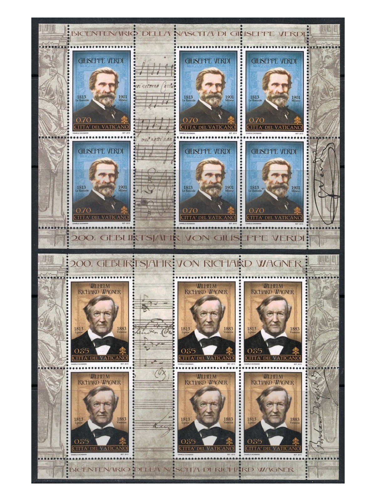 VATICANO 2013 Giuseppe Verdi e Richard Wagner 2 MF MNH**