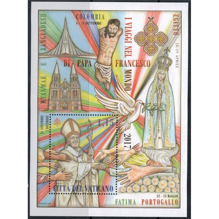 VATICANO 2018 Viaggi del Papa BF MNH**