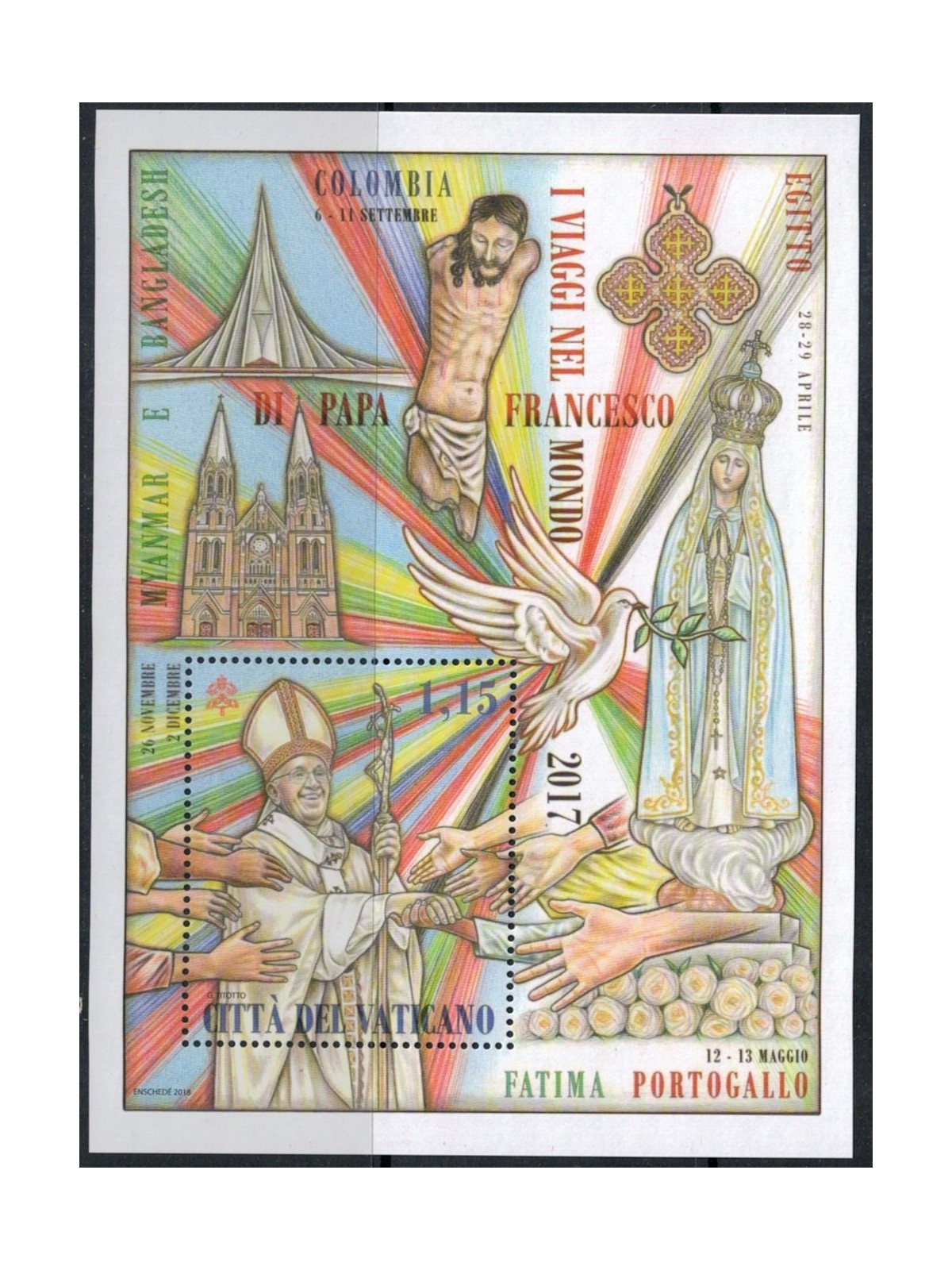 VATICANO 2018 Viaggi del Papa BF MNH**