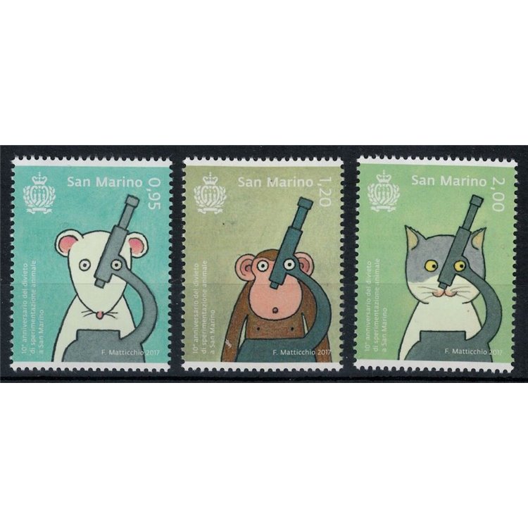 SAN MARINO 2017 Animal testing 3v MNH**