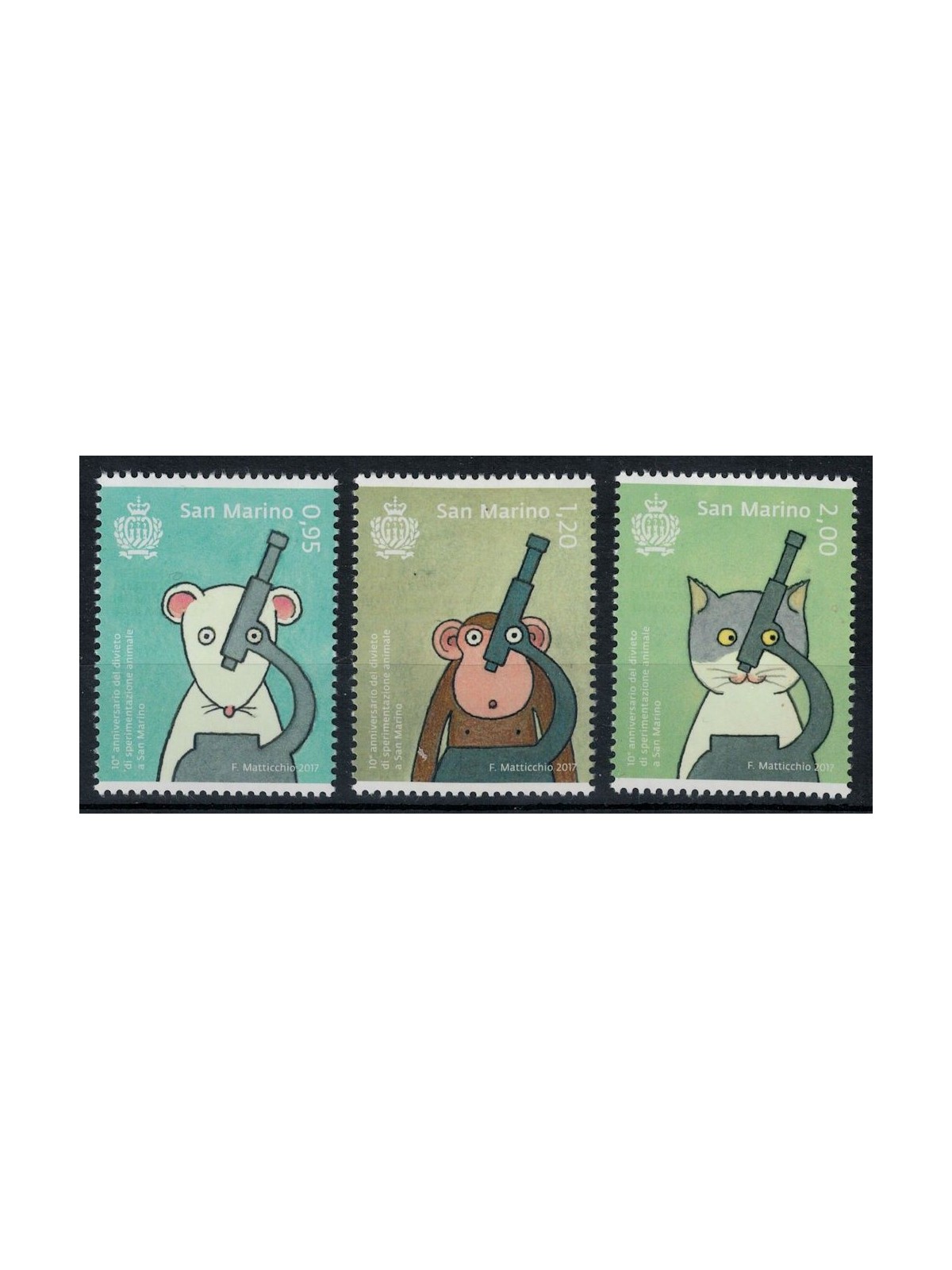 SAN MARINO 2017 Animal testing 3v MNH**