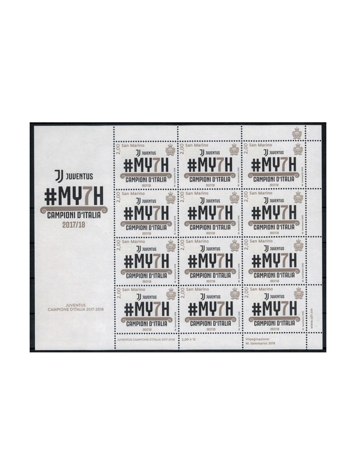 SAN MARINO 2018 Juventus Italian Champion m/s MNH**