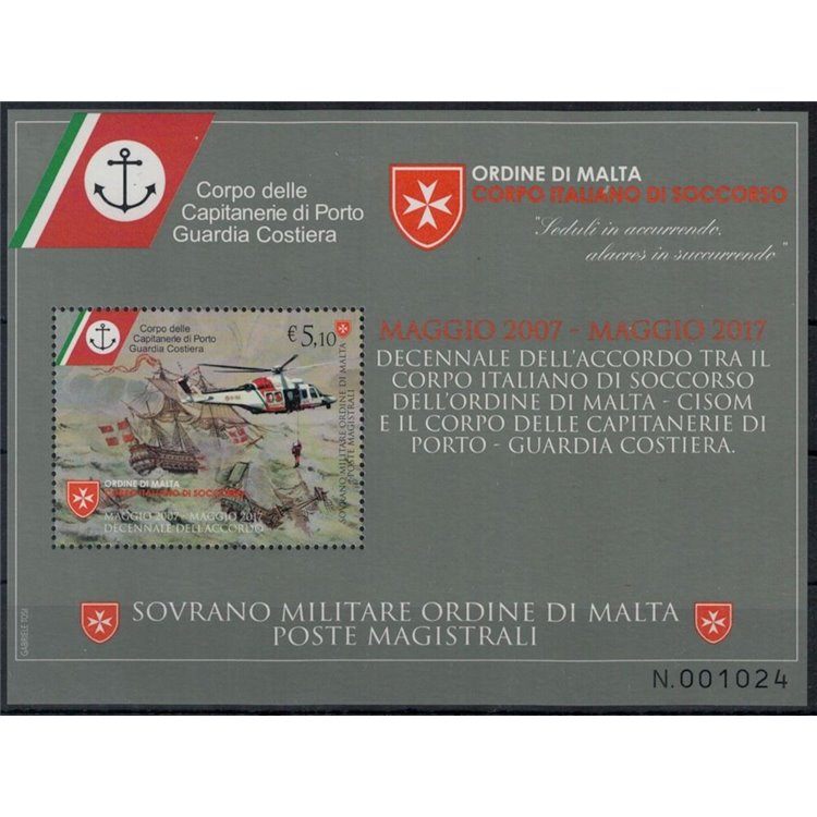 SMOM 2017 Accordo tra Cisom e Guardia Costiera BF MNH**