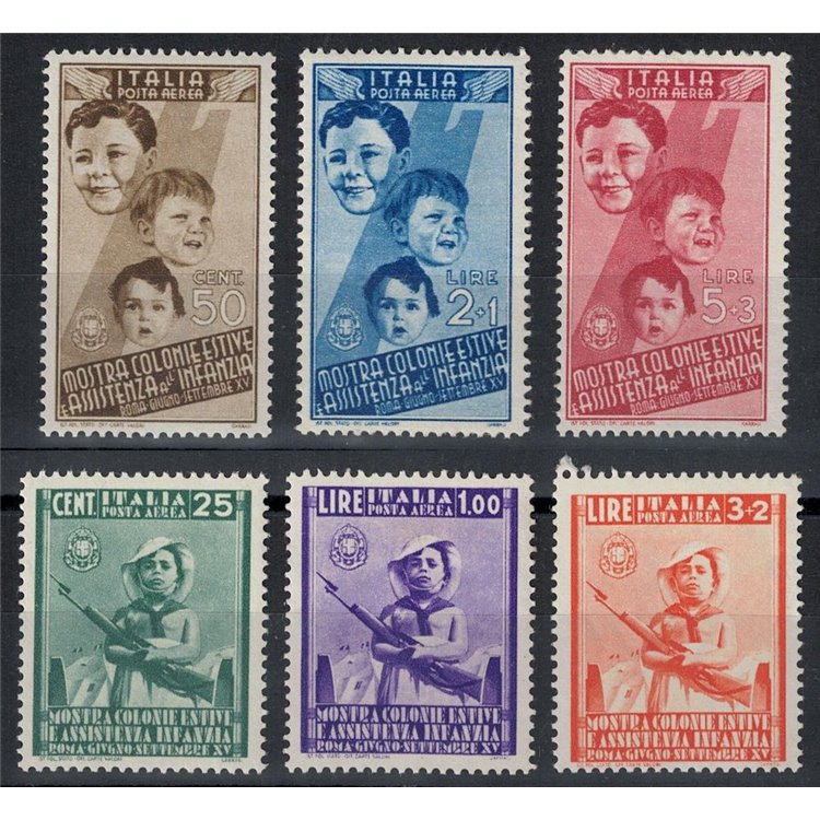 ITALIA REGNO 1937 Colonie estive (posta aerea) 6v MH*