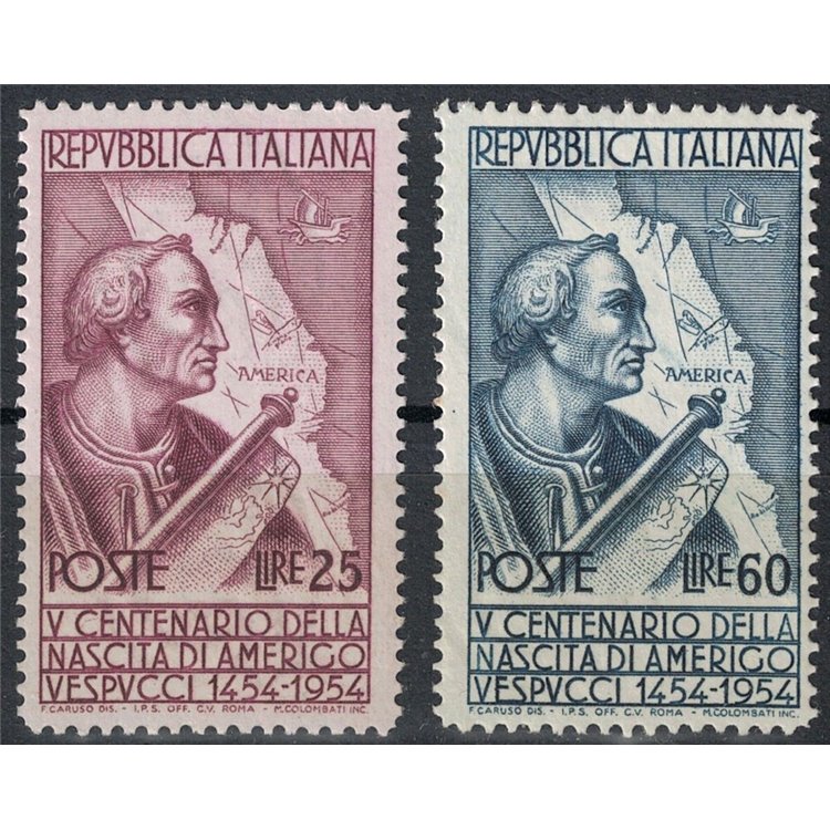ITALY 1954 Amerigo Vespucci (perf. 13¼x14) 2v MH*