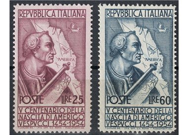 ITALIA 1954 Amerigo Vespucci (dent. 13¼x14) 2v MH*