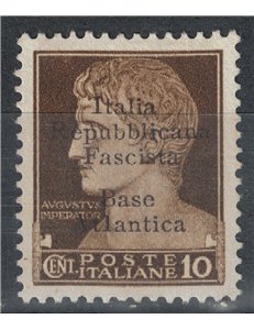 BASE ATLANTICA 1943 Italia Repubblicana Fascista (5 righe) 10c MH*