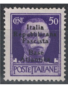 BASE ATLANTICA 1943 Italia Repubblicana Fascista (5 righe) 50c MH*