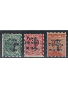 TRENTINO (BZ1) 1918-19 Venezia Tridentina (T in black) 3v MH*