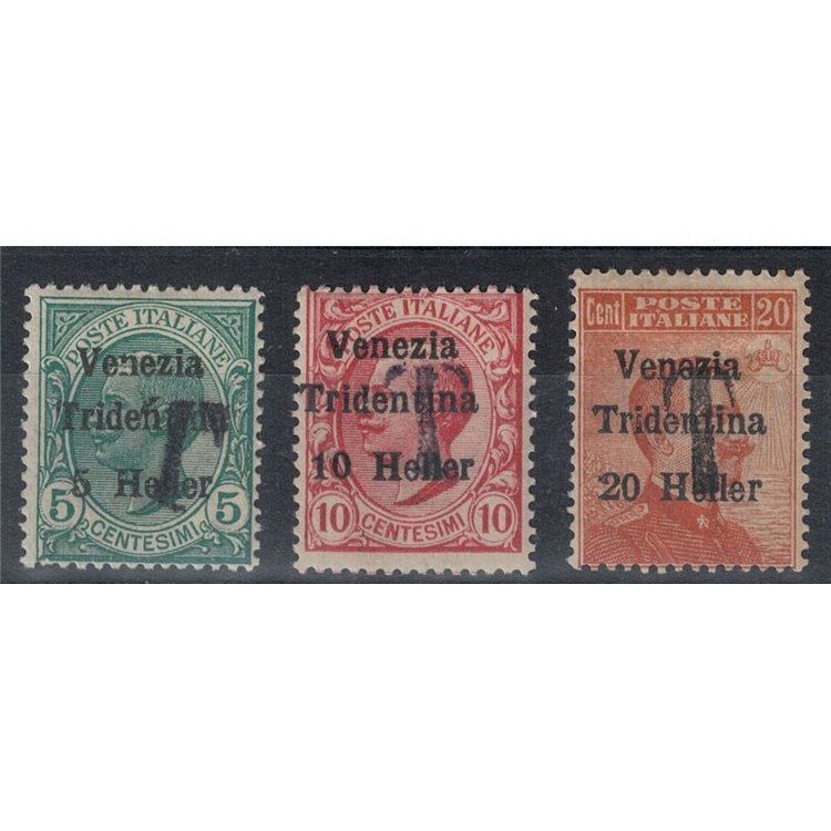 TRENTINO (BZ1) 1918-19 Venezia Tridentina (T in black) 3v MH*