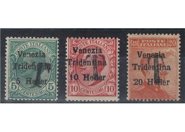 TRENTINO (BZ1) 1918-19 Venezia Tridentina (T in black) 3v MH*