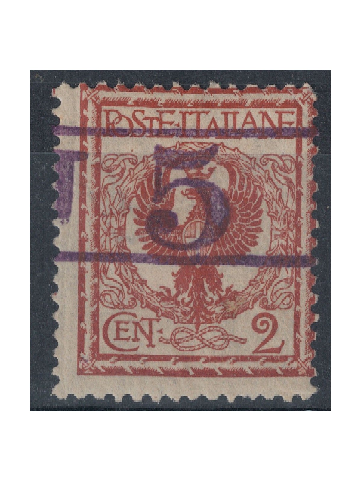 TRENTINO (BZ3) 1918-19 Floreale 2c rosso bruno (T con cifra orizzontale violetto) MH* ©