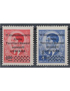 LUBIANA 1941 R. Commissariato soprastampati con nuovo valore 2v MH*