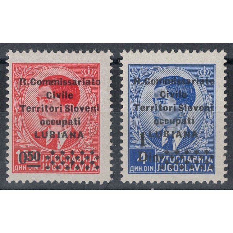 LUBIANA 1941 R. Commissariato soprastampati con nuovo valore 2v MH*