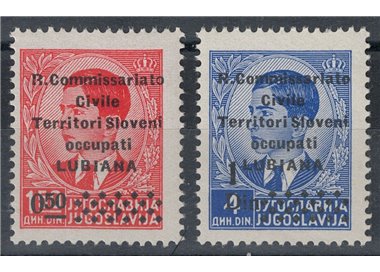 LJUBLJANA 1941 R. Commissariat overprinted with new value 2v MH*