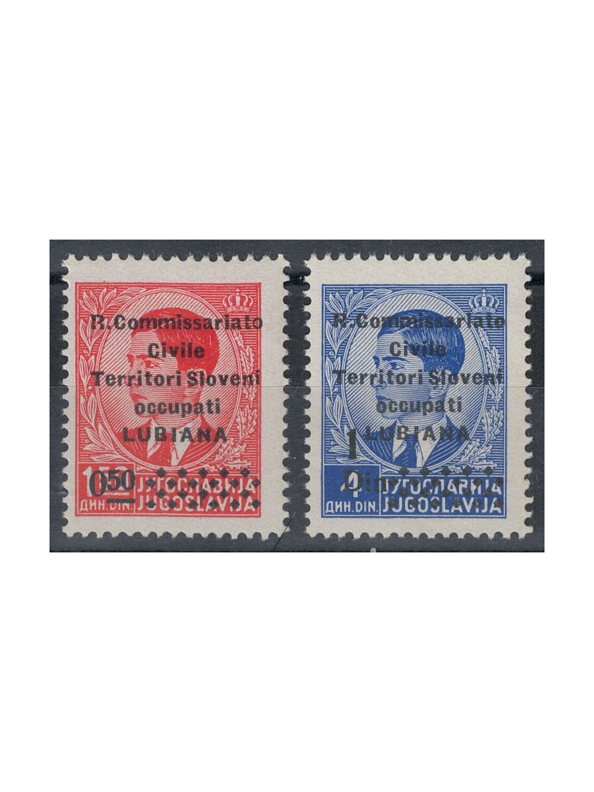 LJUBLJANA 1941 R. Commissariat overprinted with new value 2v MH*