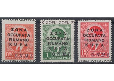 FIUMANO AREA KUPA 1941 ONMI 3v MH*