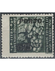 ISTRIA - LITORALE SLOVENO 1946 Porto (1£ su 25c) Tassello II MH*