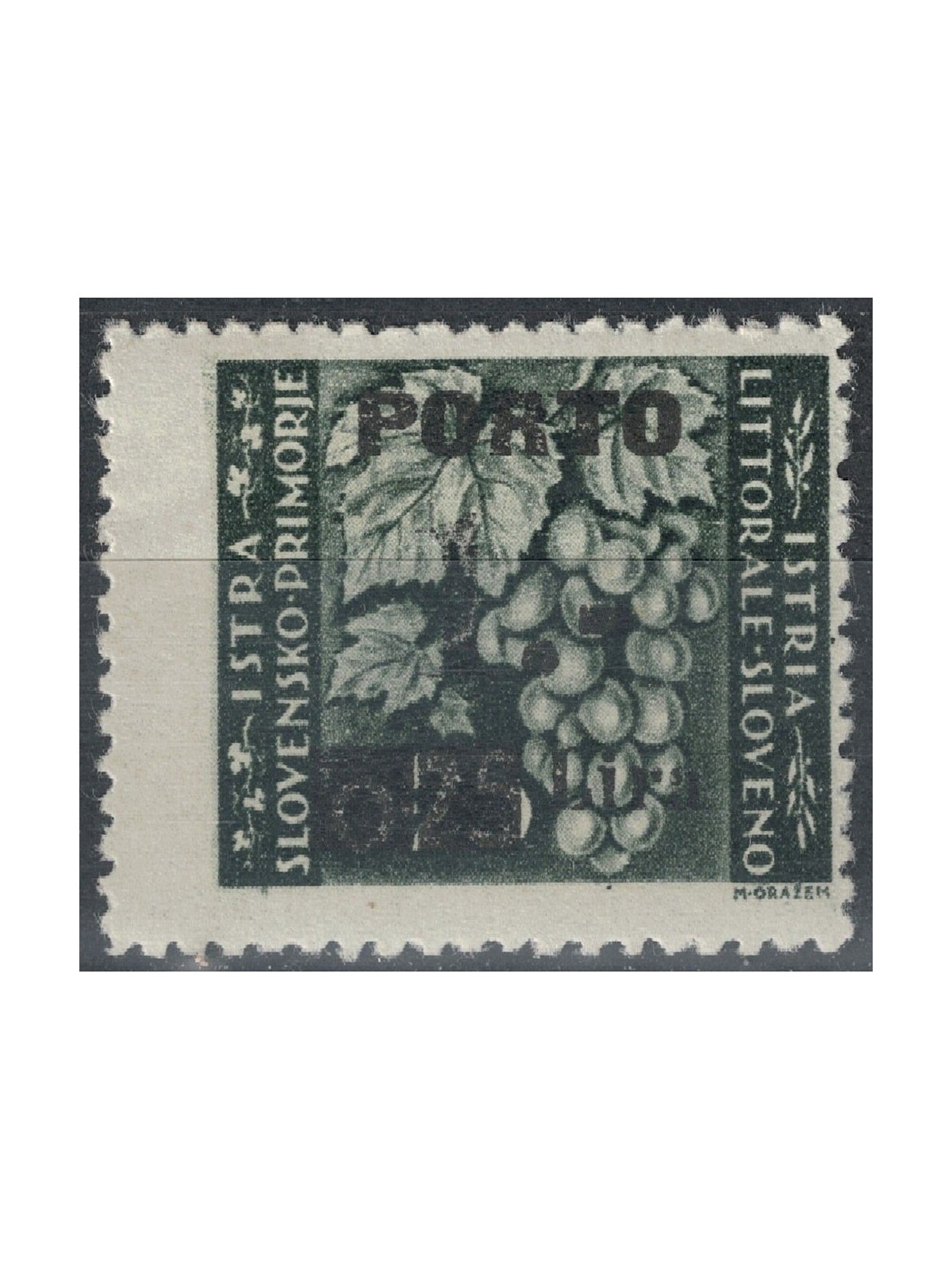 ISTRIA - SLOVENIAN COAST 1946 Porto (1£ on 25c) Tile II MH*
