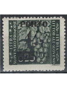 ISTRIA - LITORALE SLOVENO 1946 Porto (4£ su 25c) Tassello II MH*