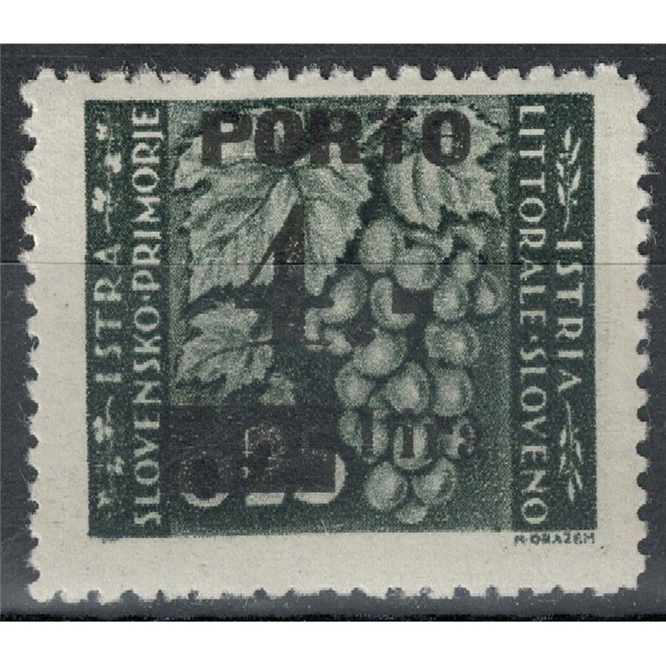 ISTRIA - SLOVENIAN COAST 1946 Porto (4£ on 25c) Tile II MH*