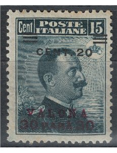 LEVANTE (VALONA) 1916 Michetti (20c su 30pa su 15c) MH*
