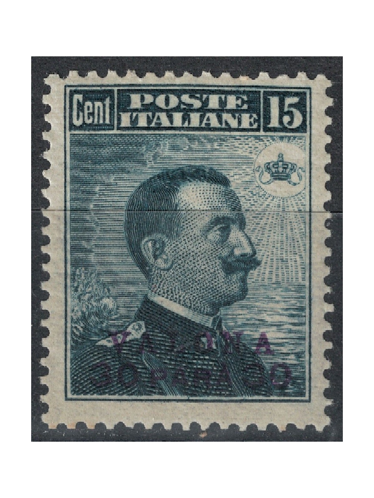 LEVANTE (VALONA) 1916 Michetti (30pa on 15c) violet overlay MH*