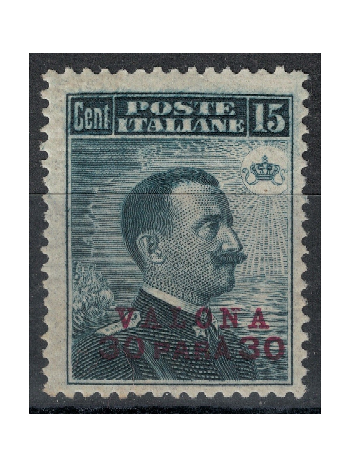 LEVANTE (VALONA) 1916 Michetti (30pa on 15c) red lilac overlay MH*