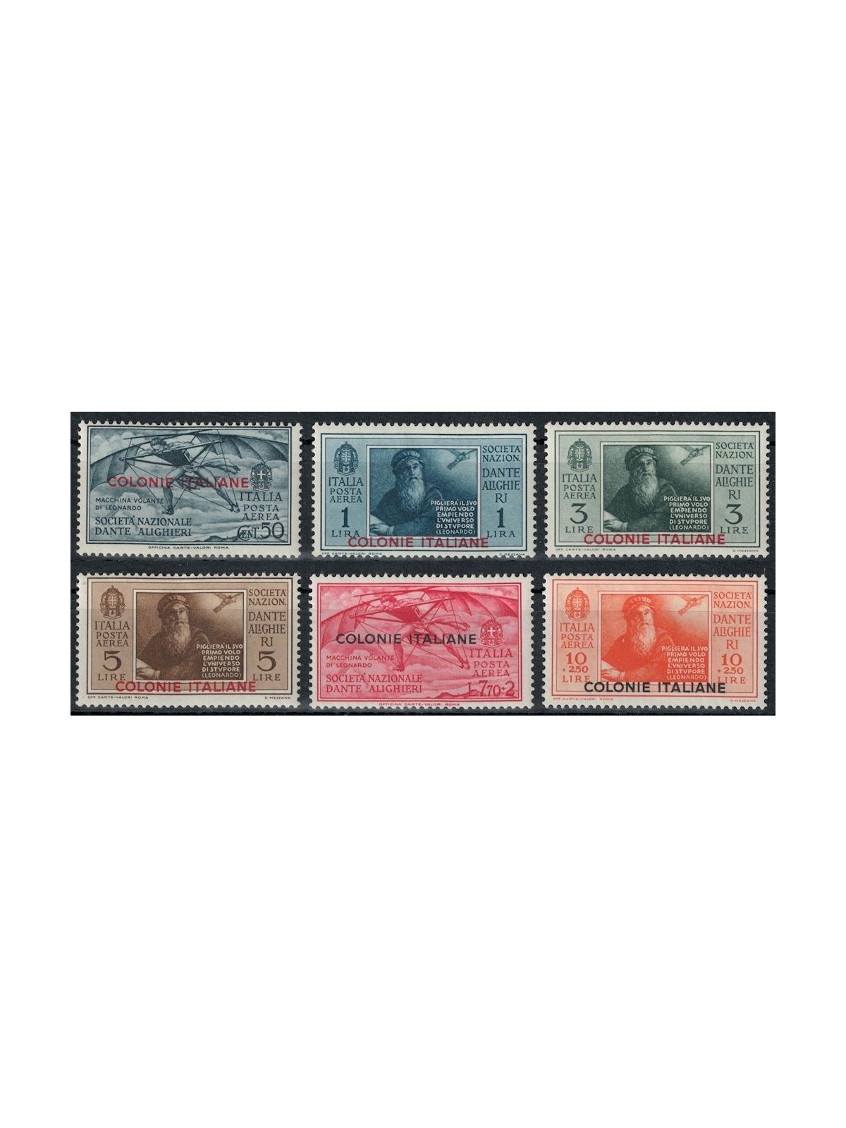 COLONIES GENERAL ISSUES 1932 Dante Alighieri (airmail) 6v MH*