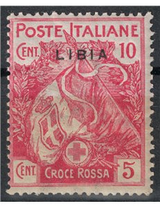 LIBYA 1915-16 Red Cross 10c + 5c pink (thin overprint) MH*