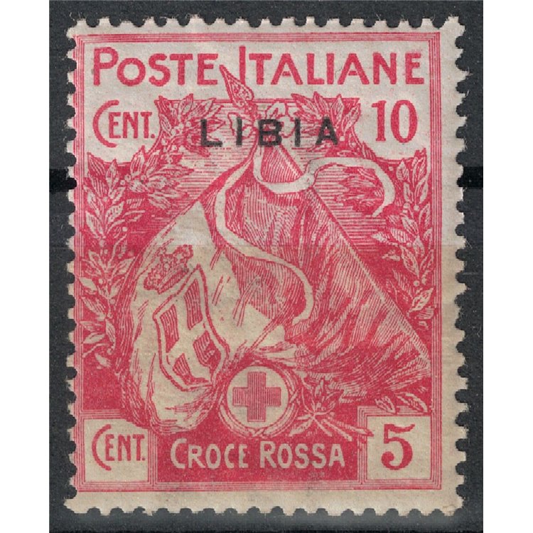 LIBIA 1915-16 Croce Rossa 10c + 5c rosa (soprastampa sottile) MH*