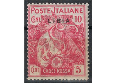 LIBIA 1915-16 Croce Rossa 10c + 5c rosa (soprastampa sottile) MH*