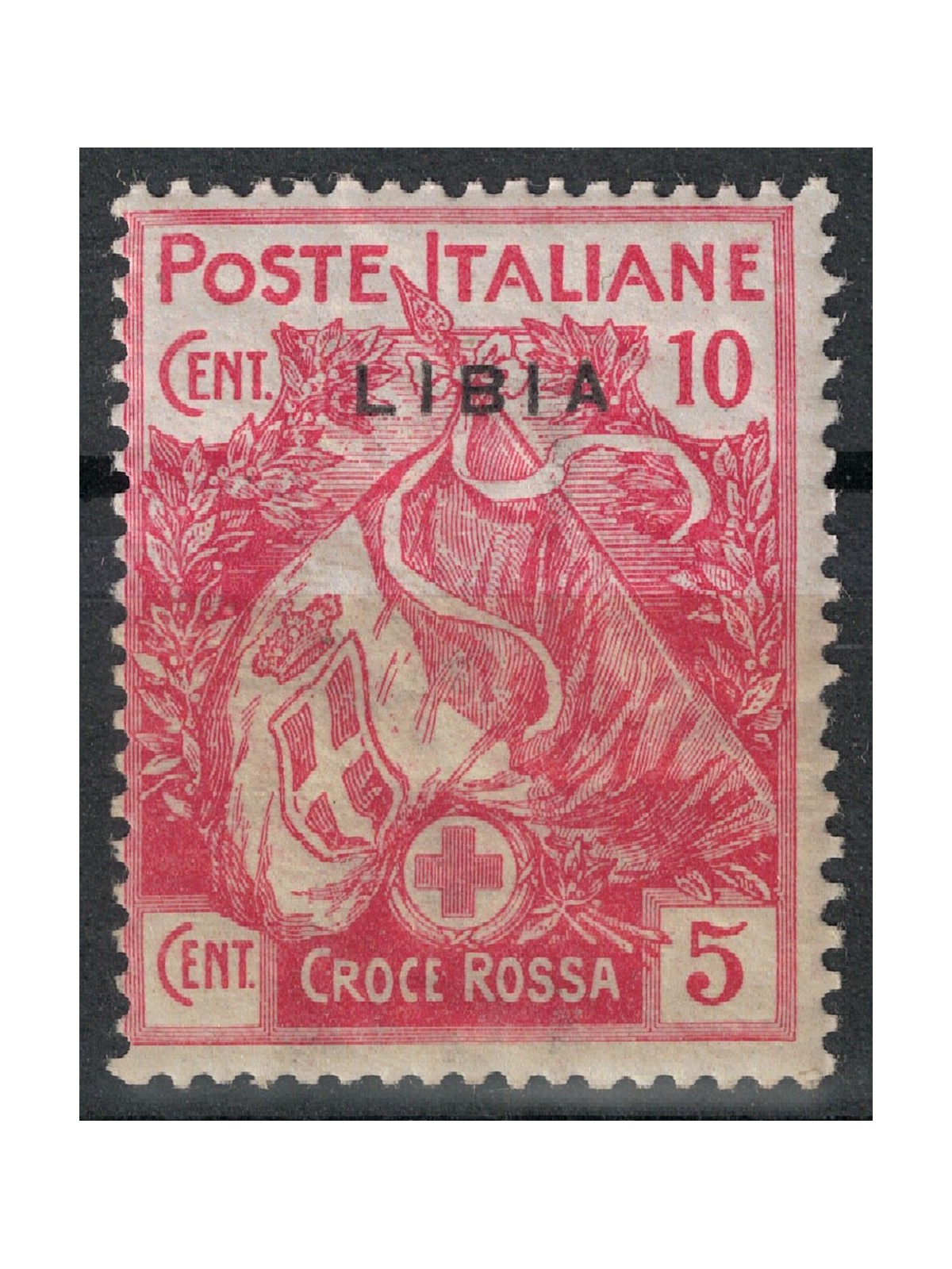 LIBYA 1915-16 Red Cross 10c + 5c pink (thin overprint) MH*