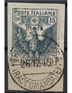 LIBYA 1915-16 Red Cross 15c + 5c grey (thin overprint) us