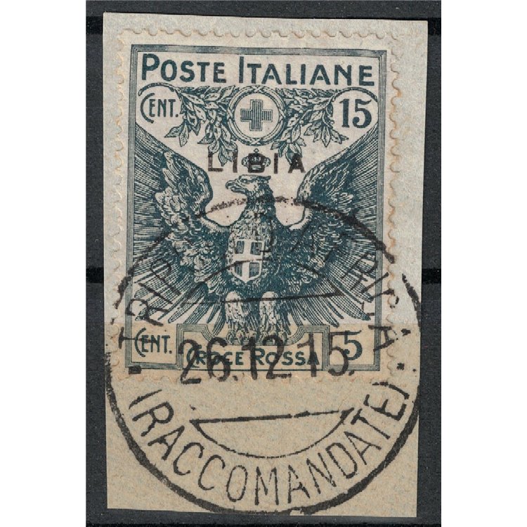 LIBIA 1915-16 Croce Rossa 15c + 5c grigio (soprastampa sottile) us