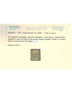 DUCATO DI MODENA 1852 Aquila estense 15c giallo MNH** ©
