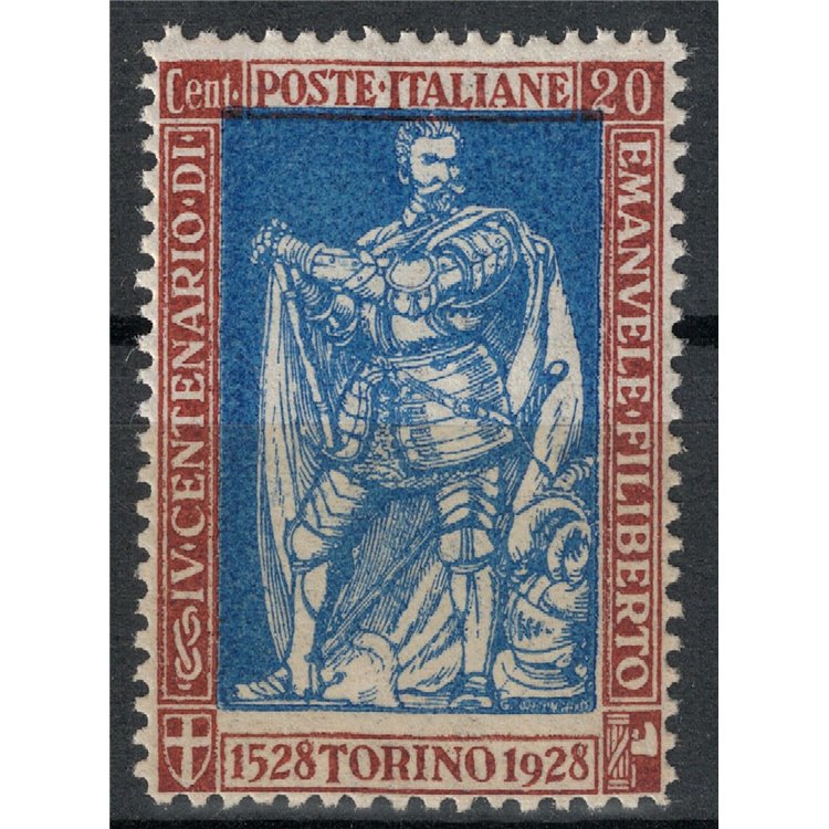 ITALY KINGDOM 1928 Emanuele Filiberto 20c brown perforated 13½ MH*