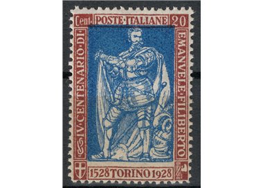 ITALY KINGDOM 1928 Emanuele Filiberto 20c brown perforated 13½ MH*