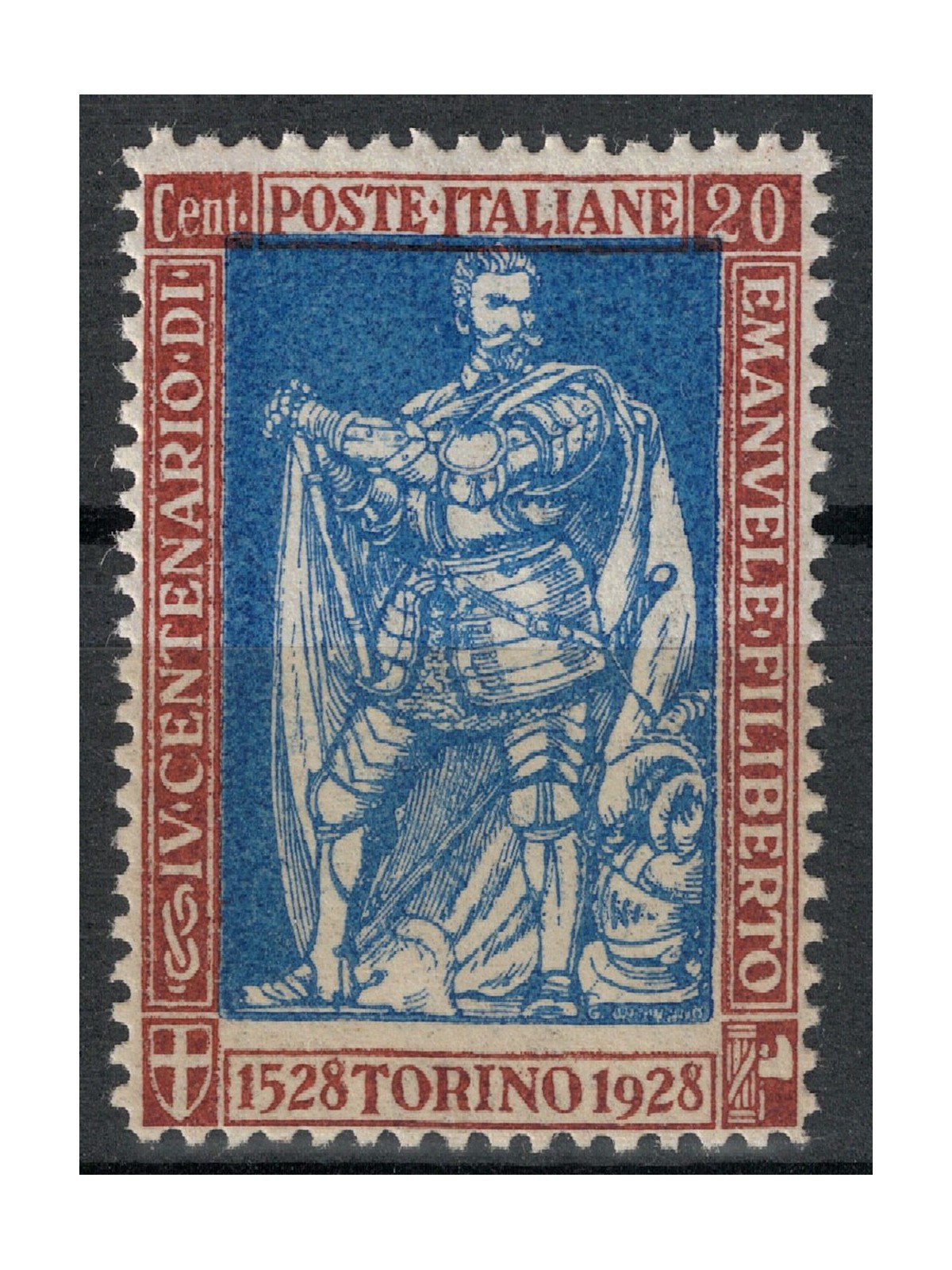 ITALY KINGDOM 1928 Emanuele Filiberto 20c brown perforated 13½ MH*