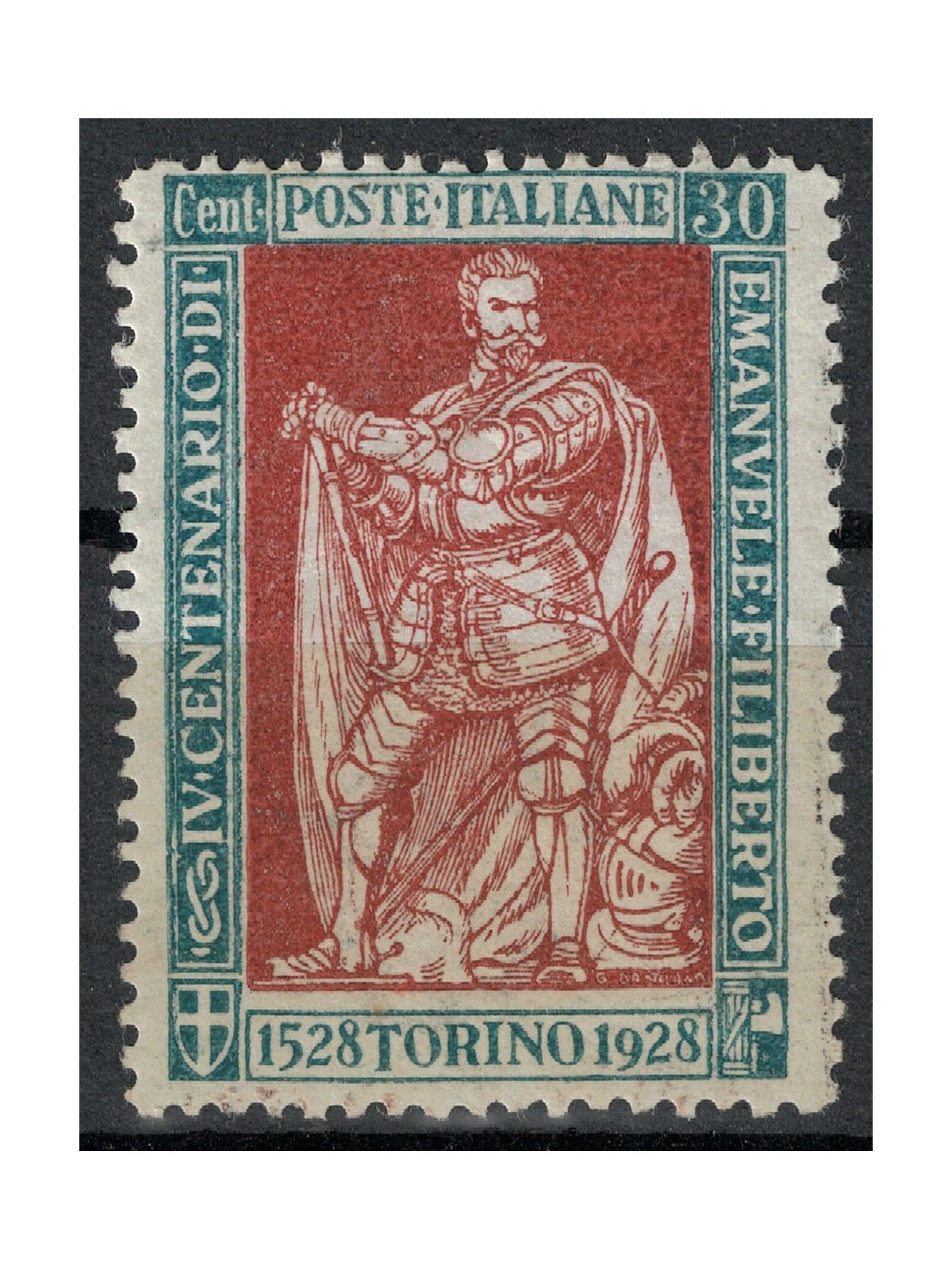 ITALY KINGDOM 1928 Emanuele Filiberto 30c green and brown perforated 13½ MH*