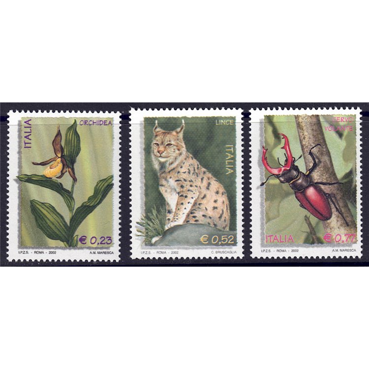 ITALY 2002 Flora and fauna 3v MNH**